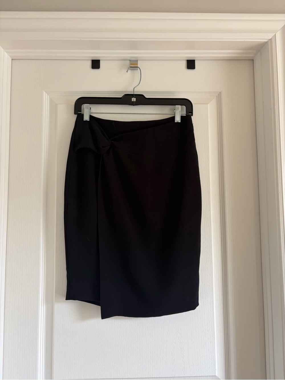 RW&CO. Black Asymmetric Knot-Detail Pencil Skirt